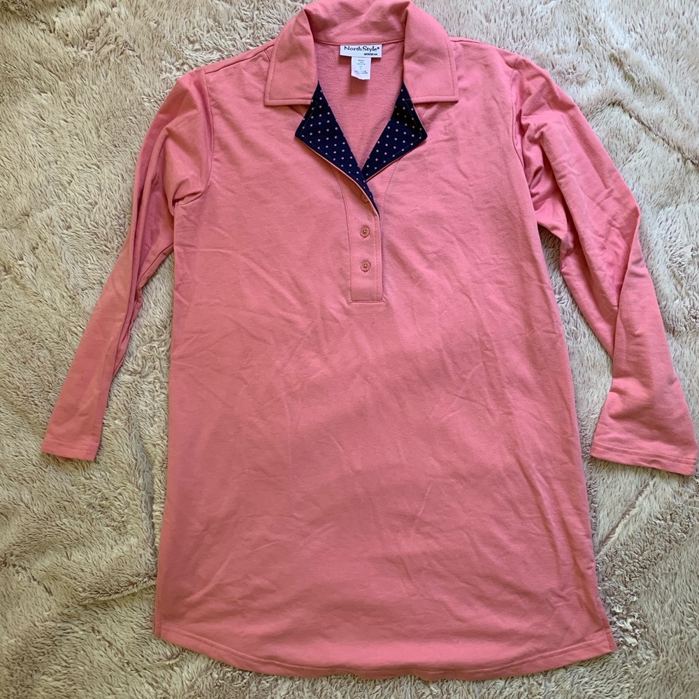 Pink Collared Shirtdress Night shirt medium